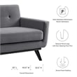Maklaine Modern Tufted Back Performance Velvet Sofa in Gray/Black