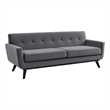 Maklaine Modern Tufted Back Performance Velvet Sofa in Gray/Black
