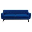 Maklaine Modern Tufted Back Performance Velvet Sofa in Navy/Black