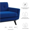 Maklaine Modern Tufted Back Performance Velvet Sofa in Navy/Black