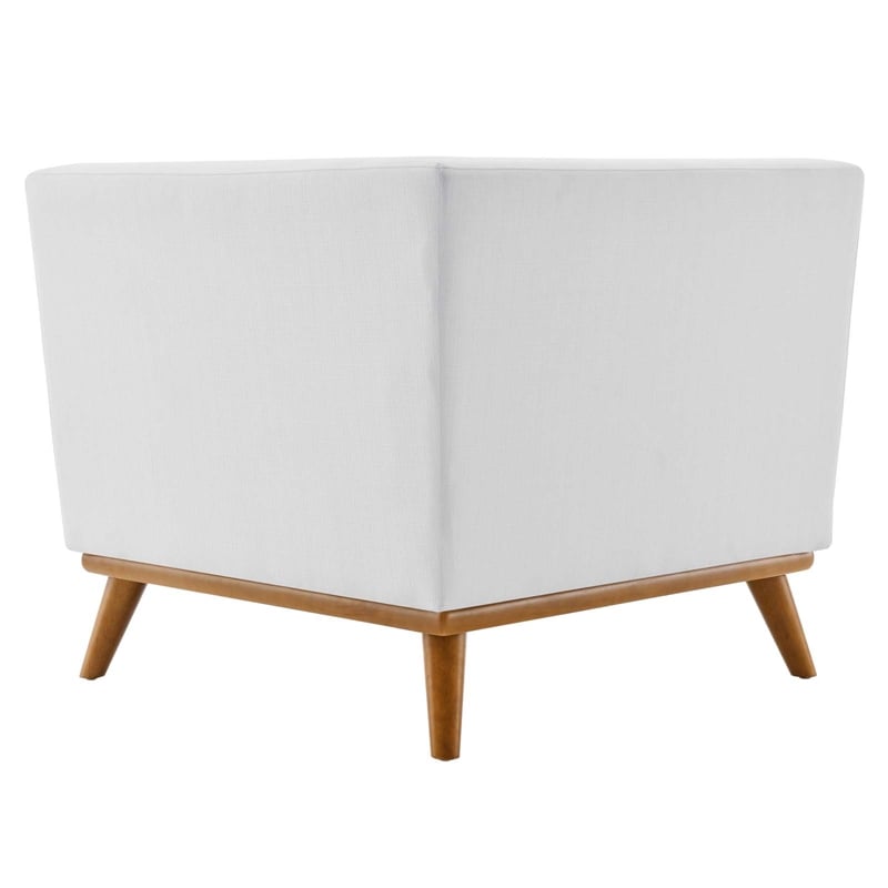 Maklaine Contemporary Upholstered Fabric and Wood Corner Chair in White