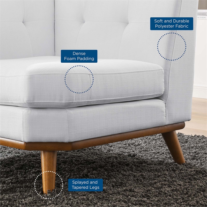 Maklaine Contemporary Upholstered Fabric and Wood Corner Chair in White