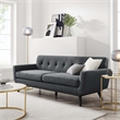 Maklaine Modern Tufted Back Textured Fabric Sofa in Charcoal