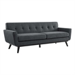 Maklaine Modern Tufted Back Textured Fabric Sofa in Charcoal