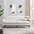 Maklaine Contemporary Tufted Back Textured Fabric Sofa in Ivory