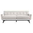 Maklaine Contemporary Tufted Back Textured Fabric Sofa in Ivory