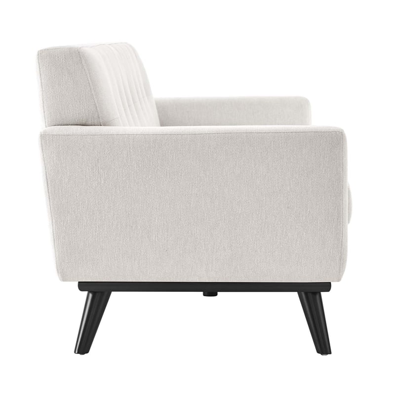 Maklaine Contemporary Tufted Back Textured Fabric Sofa in Ivory
