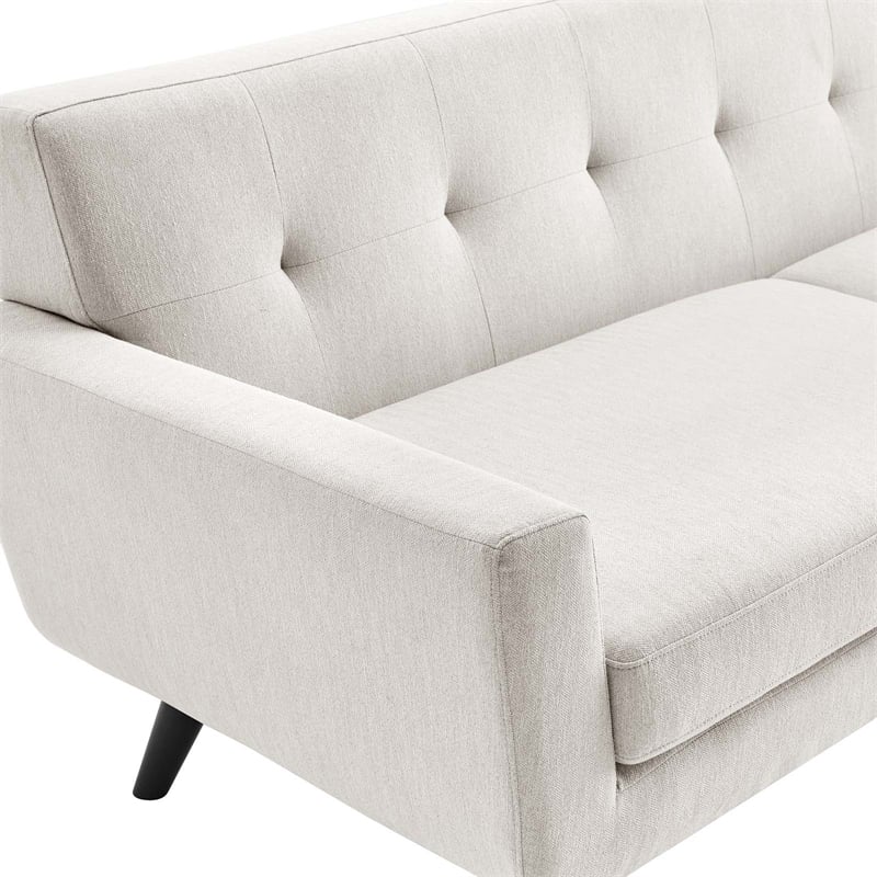 Maklaine Contemporary Tufted Back Textured Fabric Sofa in Ivory