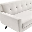 Maklaine Contemporary Tufted Back Textured Fabric Sofa in Ivory