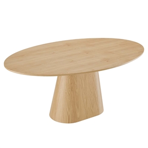 Maklaine Modern / Contemporary 75&quot Oval MDF Wood Dining Table in Oak
