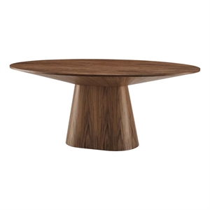 Maklaine Contemporary 75&quot Oval MDF Wood Dining Table in Walnut