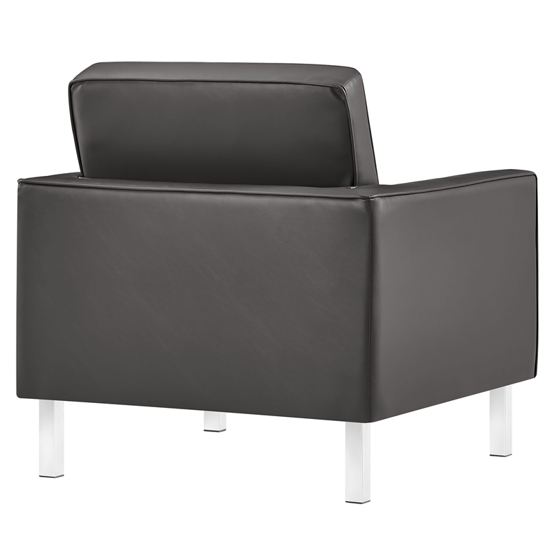 Maklaine Contemporary Armchair and Ottoman Set in Silver Gray