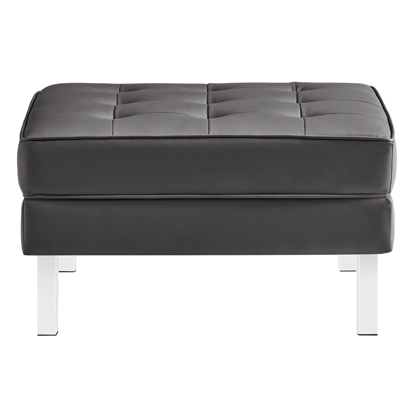 Maklaine Contemporary Armchair and Ottoman Set in Silver Gray