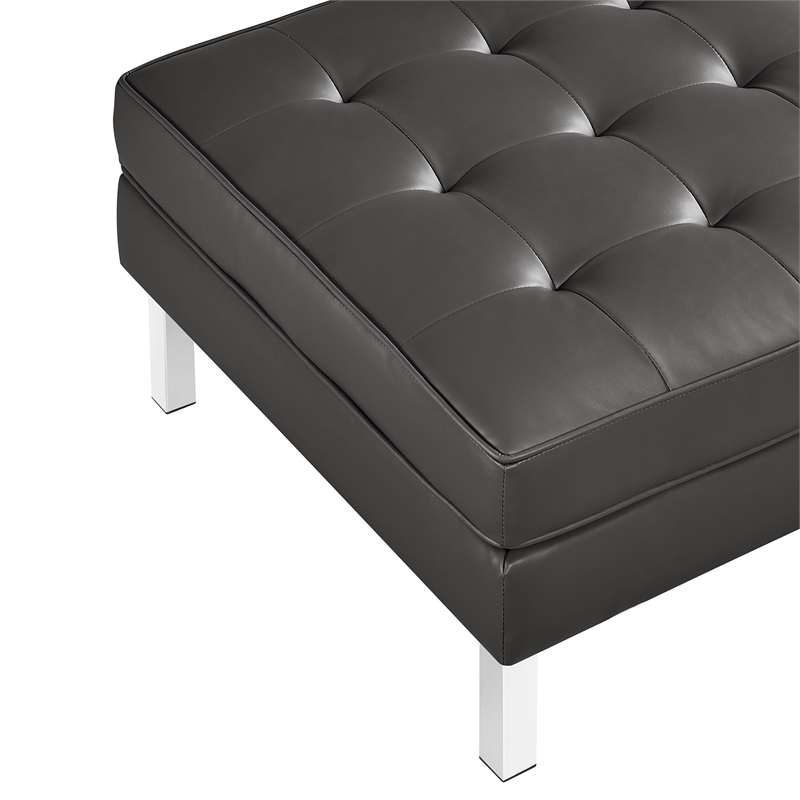 Maklaine Contemporary Armchair and Ottoman Set in Silver Gray