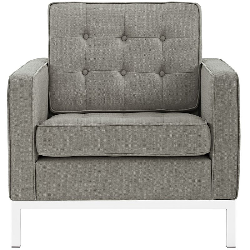 Maklaine Contemporary Upholstered Fabric Armchair in Granite