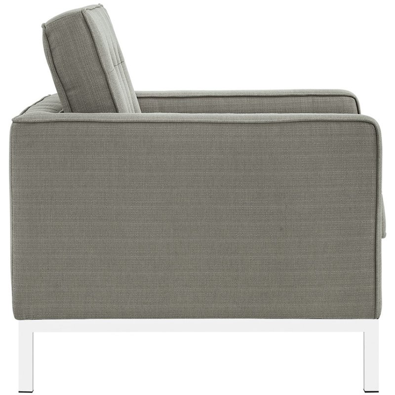 Maklaine Contemporary Upholstered Fabric Armchair in Granite