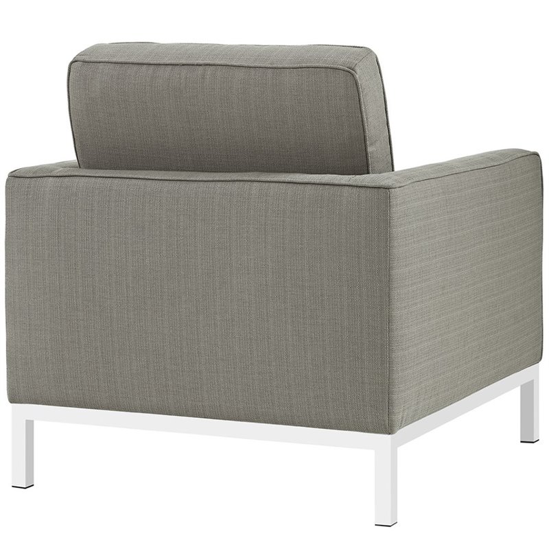 Maklaine Contemporary Upholstered Fabric Armchair in Granite