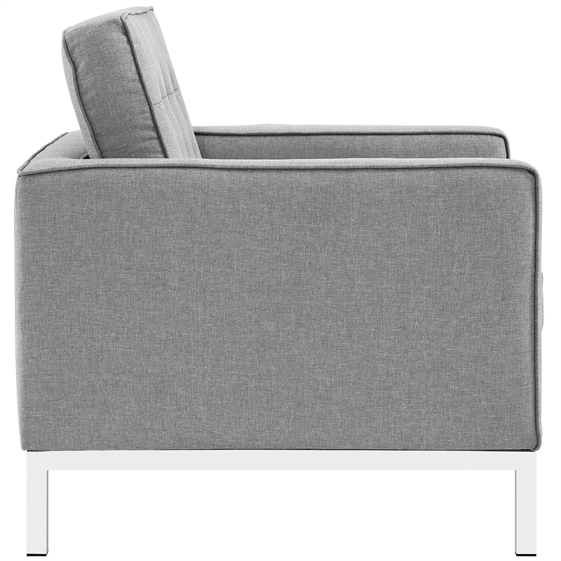 Maklaine Contemporary Upholstered Fabric Armchair in Light Gray