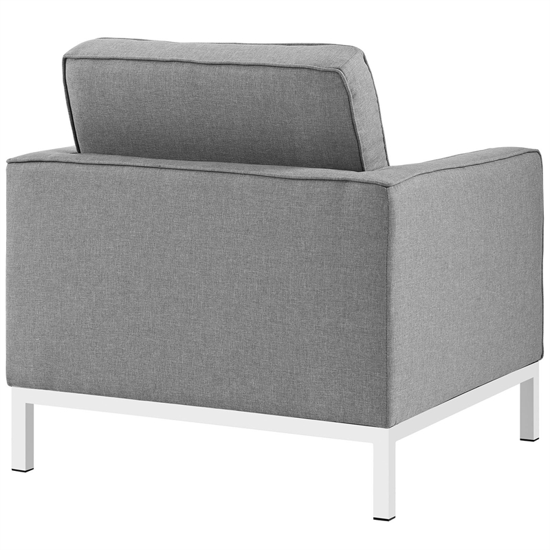 Maklaine Contemporary Upholstered Fabric Armchair in Light Gray