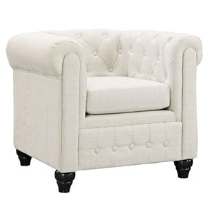 Maklaine Modern / Contemporary Upholstered Fabric Armchair in Beige