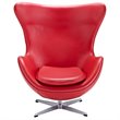 Maklaine Modern / Contemporary Leather Lounge Chair in Red Finish