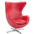 Maklaine Modern / Contemporary Leather Lounge Chair in Red Finish
