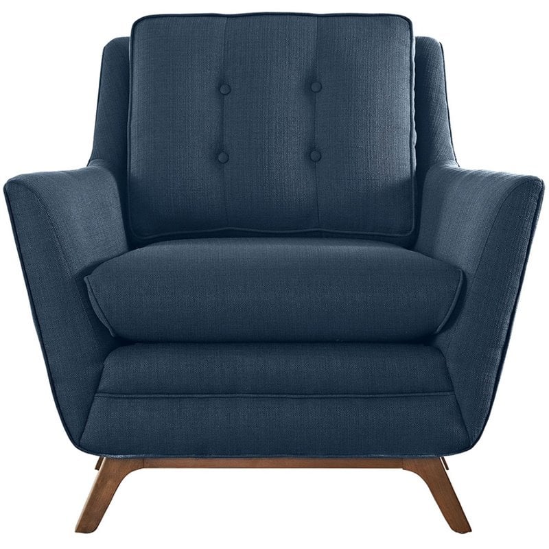 Maklaine Modern Finely Upholstered Fabric Armchair in Azure Blue