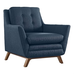 Maklaine Modern Finely Upholstered Fabric Armchair in Azure Blue