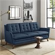 Maklaine Modern Finely Upholstered Fabric Sofa in Azure Blue