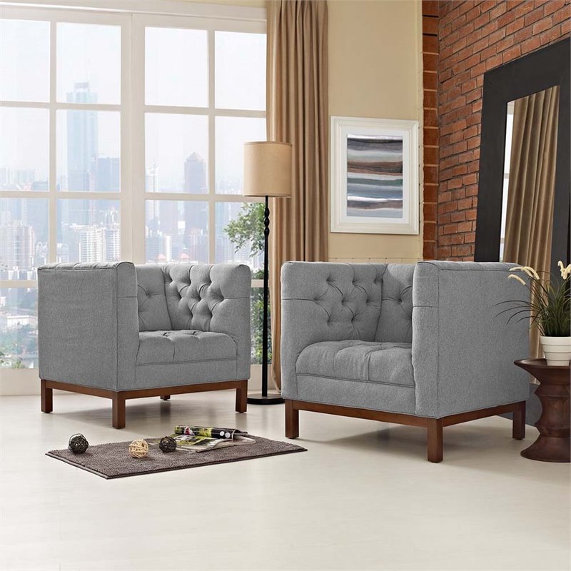 Maklaine Fabric Accent Arm Chair in Expectation Gray (Set of 2)