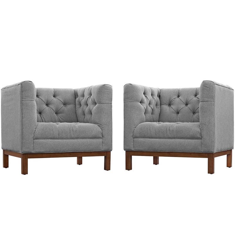 Maklaine Fabric Accent Arm Chair in Expectation Gray (Set of 2)