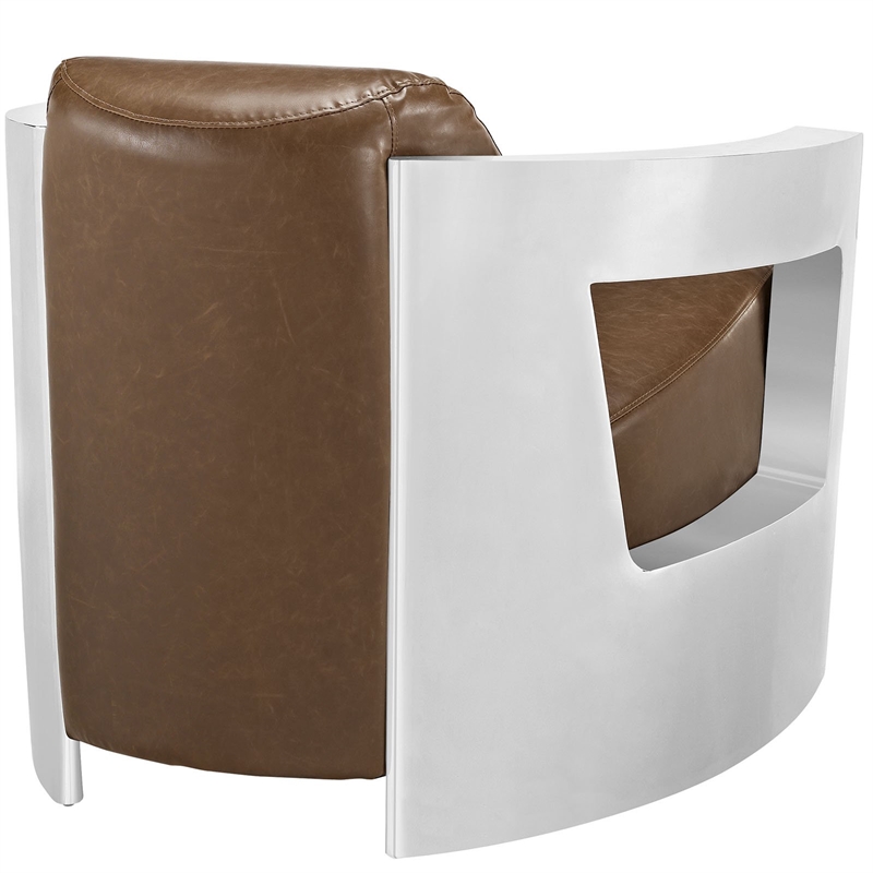 Maklaine Modern / Contemporary Leather Lounge Chair in Brown