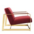 Maklaine Performance Velvet Upholstered Accent Chair in Gold and Maroon Red