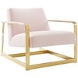 Maklaine Performance Velvet Upholstered Accent Chair in Gold and Pink