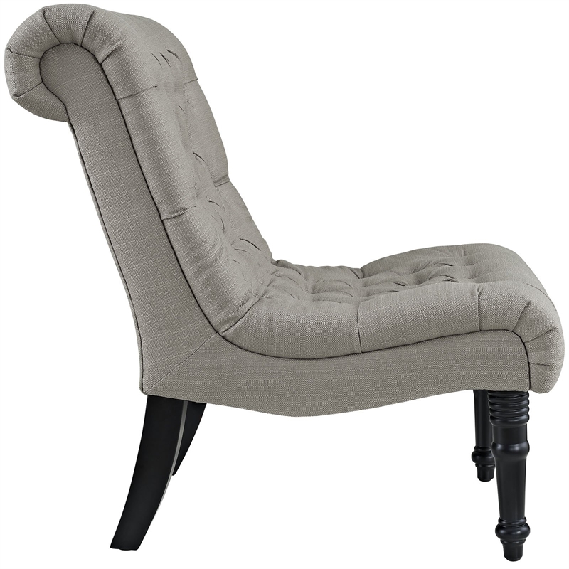 Maklaine Contemporary Upholstered Fabric Lounge Chair in Granite