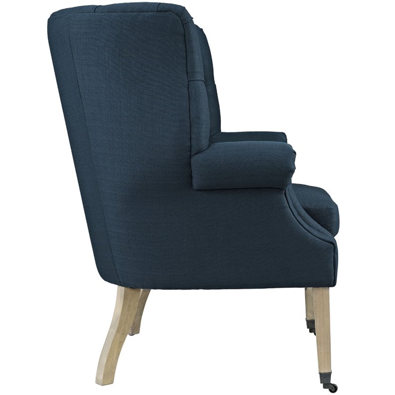 Maklaine Contemporary Upholstered Accent Chair with Casters in Azure