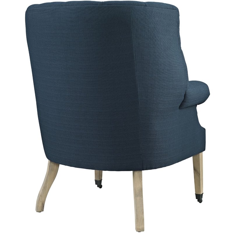 Maklaine Contemporary Upholstered Accent Chair with Casters in Azure