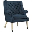 Maklaine Contemporary Upholstered Accent Chair with Casters in Azure