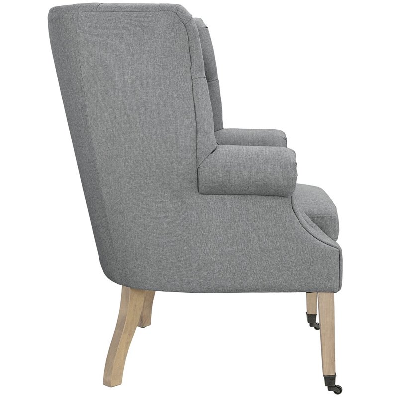 Maklaine Upholstered Accent Chair with Casters in Light Gray