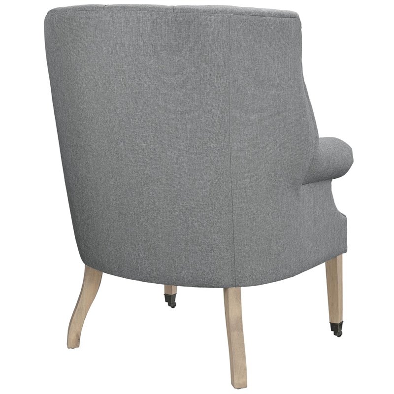 Maklaine Upholstered Accent Chair with Casters in Light Gray
