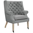 Maklaine Upholstered Accent Chair with Casters in Light Gray