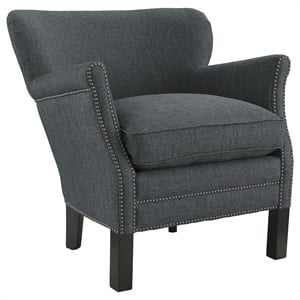Maklaine Modern / Contemporary Fabric Accent Chair in Gray Finish
