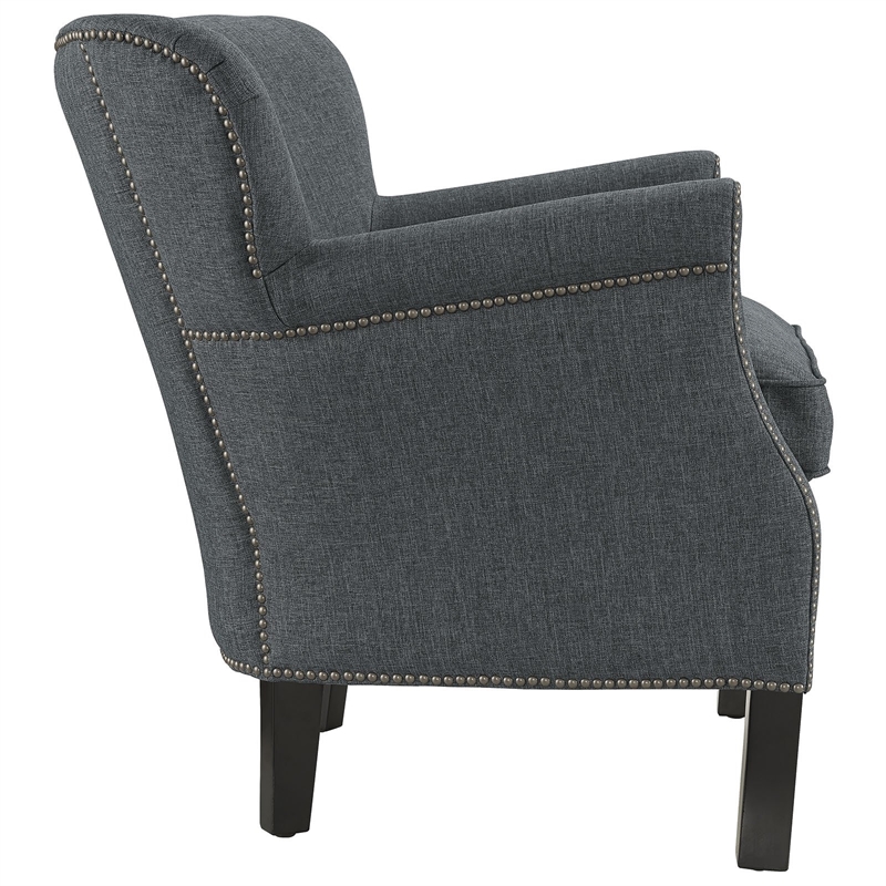 Maklaine Modern / Contemporary Fabric Accent Chair in Gray Finish
