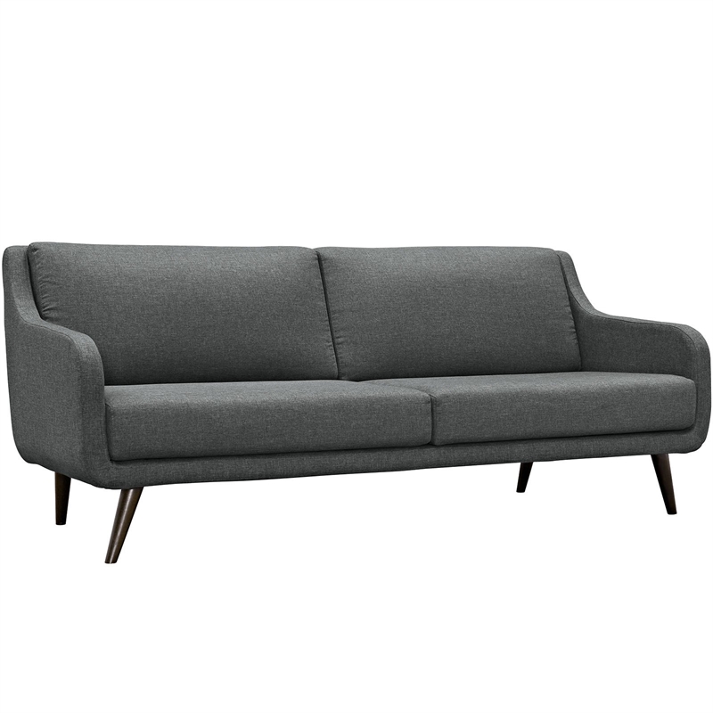 Maklaine Upholstered Polyester Fabric and Rubberwood Sofa in Gray