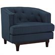 Maklaine Modern Upholstered Polyester Fabric Armchair in Azure Blue