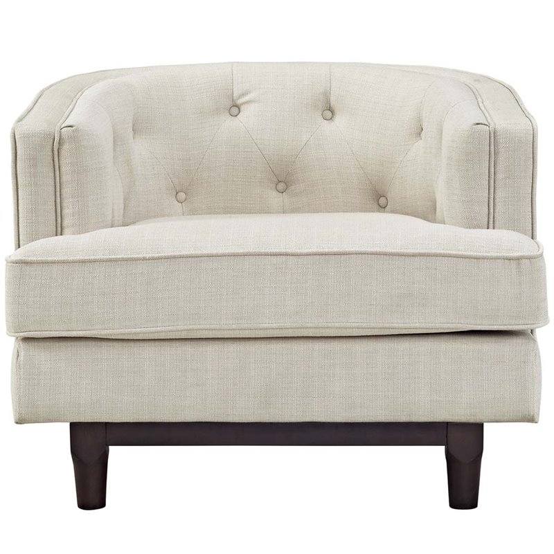 Maklaine Modern Upholstered Polyester Fabric Armchair in Beige
