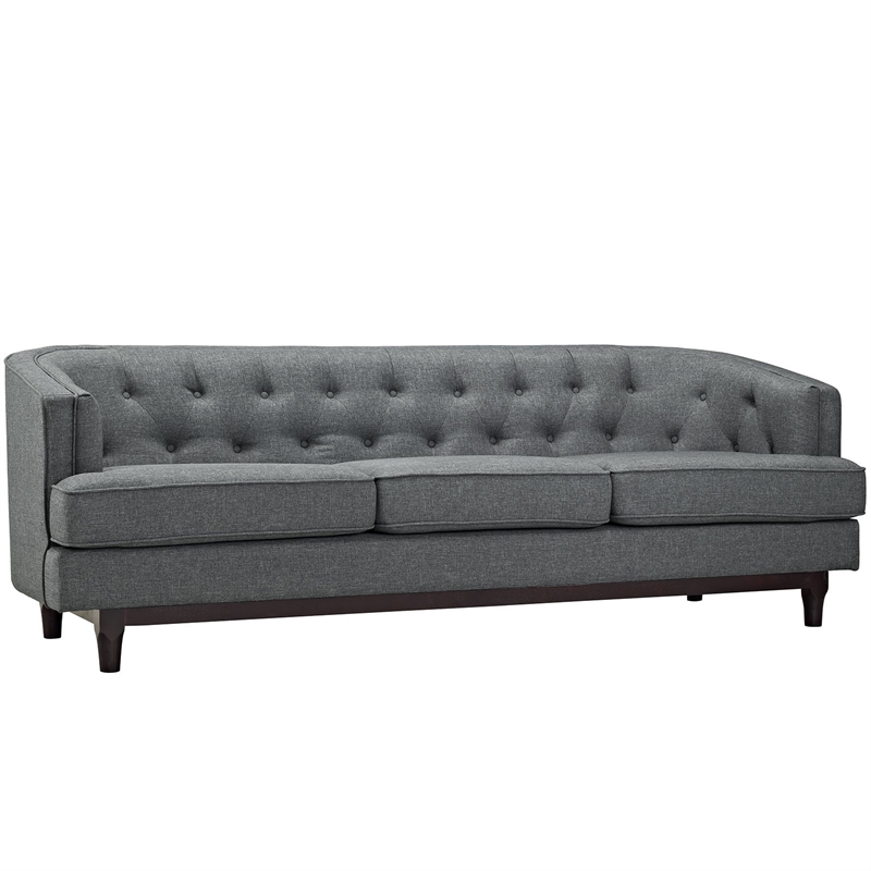Maklaine Contemporary Upholstered Polyester Fabric Sofa in Gray