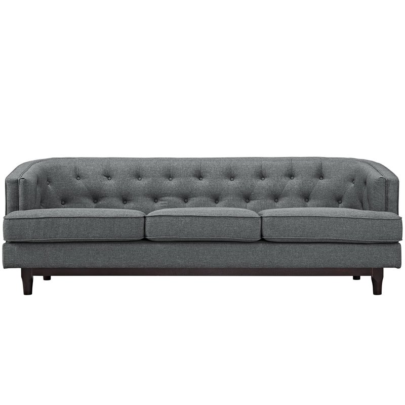 Maklaine Contemporary Upholstered Polyester Fabric Sofa in Gray