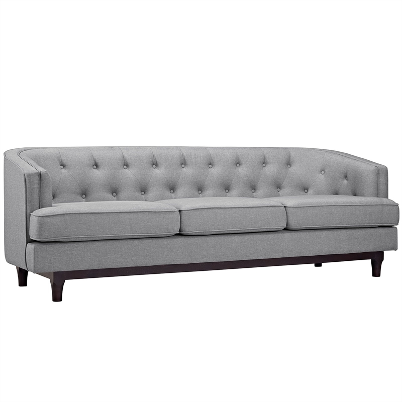 Maklaine Modern Upholstered Polyester Fabric Sofa in Light Gray