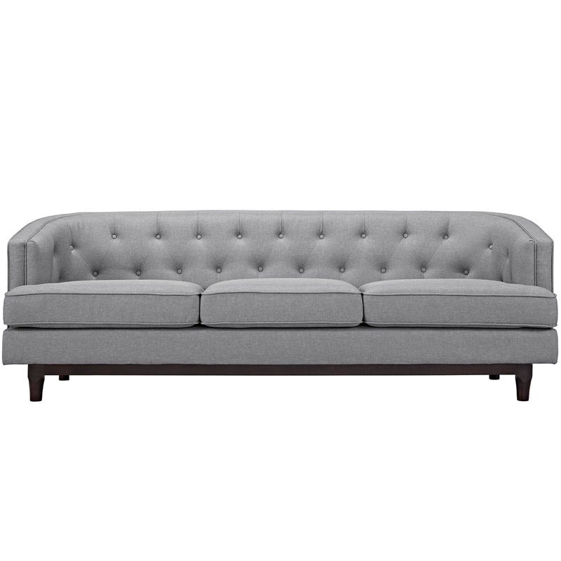 Maklaine Modern Upholstered Polyester Fabric Sofa in Light Gray